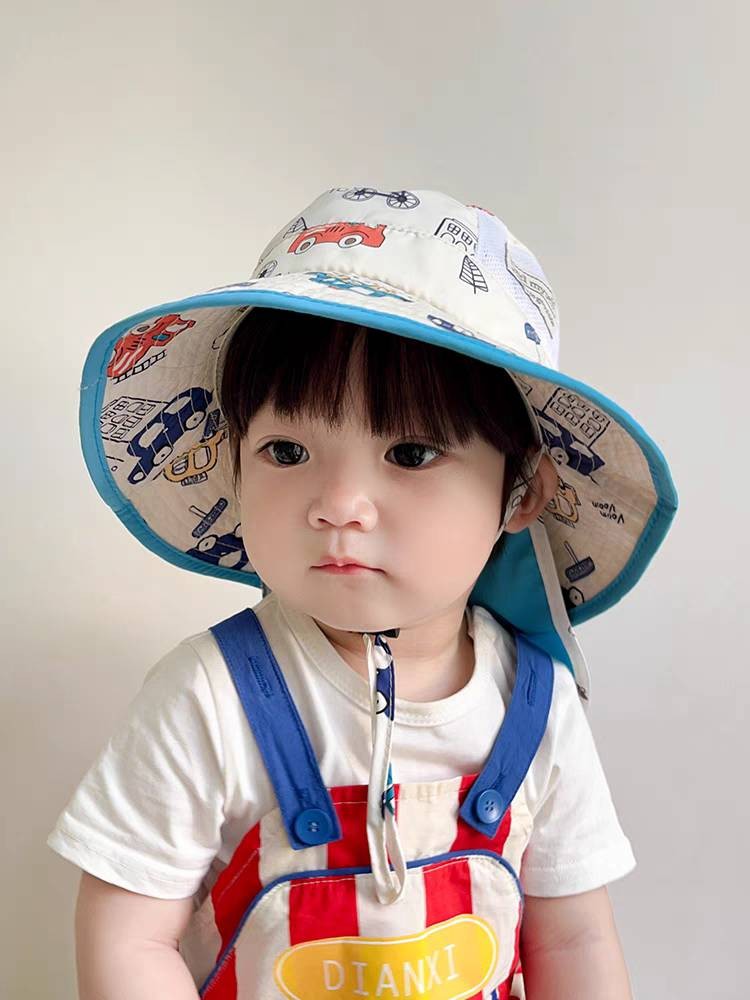 兒童全臉防曬 護頸護臉 可調節漁夫帽