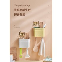 廚房用品 方型壁掛珐琅銅筷子桶