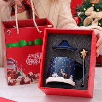 《瑕疵出清》2022年 交換禮物 聖誕系列造型陶瓷馬克杯禮盒組(藍色)