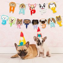 狗狗生日派對 裝飾佈置 拉旗(一組13張卡片)