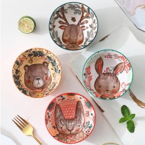 可愛動物森林陶瓷碗 小碗 吃飯用碗(4款一組)