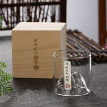 日式富士山藏山杯 玻璃杯 精緻木盒禮盒組